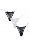 AIEOE Sexy String Ficelle pour Femme Chic String Tanga Dentelle T-Back Strings Culottes Lot de 3 M