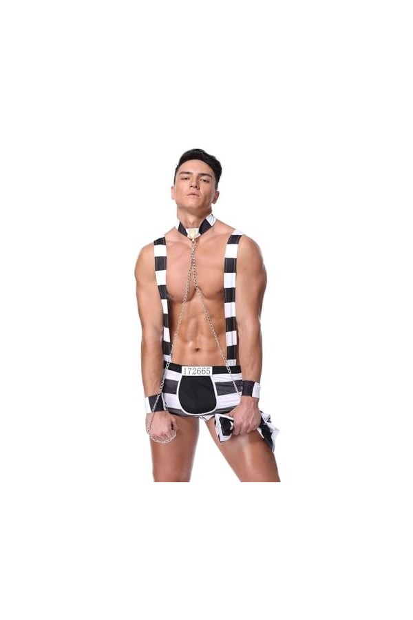 WRAZA Tenue de Jeu de Rôle pour Hommes Adultes 3 Pièces pour Jeu de Rôle de Prisonnier Boxer sous-Vêtements pour Hommes pour 
