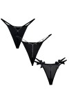 AIEOE Sexy String Ficelle pour Femme Chic String Tanga Dentelle T-Back Strings Culottes Lot de 3 M