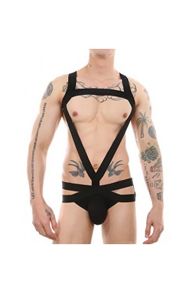 SKFLABOOF Erotique String Homme Transparent Moulant Body Dentelle Ficelle Ouverte Slip Chic Jockstrap Bonbon Boxer Sexy Hot E