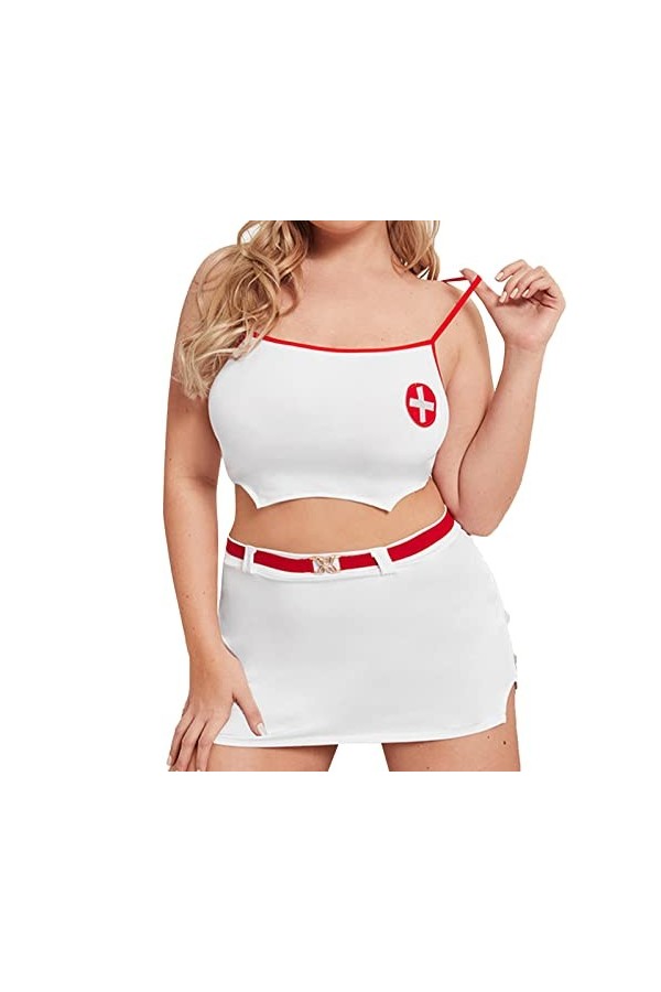 SKFLABOOF Tenu Infirmière Ouverte Dress Adulte Ecoliere Party Jeu Outfit Ménage Sexy Sailor Tenue Babydoll Coquin Tablier Tra