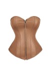 Femmes Style Vintage Zip Faux Cuir Haut Buste Corset En Cuir Discothèque Lingerie Sexy Sans Bretelles-Noir-5XL