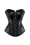Femmes Style Vintage Zip Faux Cuir Haut Buste Corset En Cuir Discothèque Lingerie Sexy Sans Bretelles-Noir-5XL