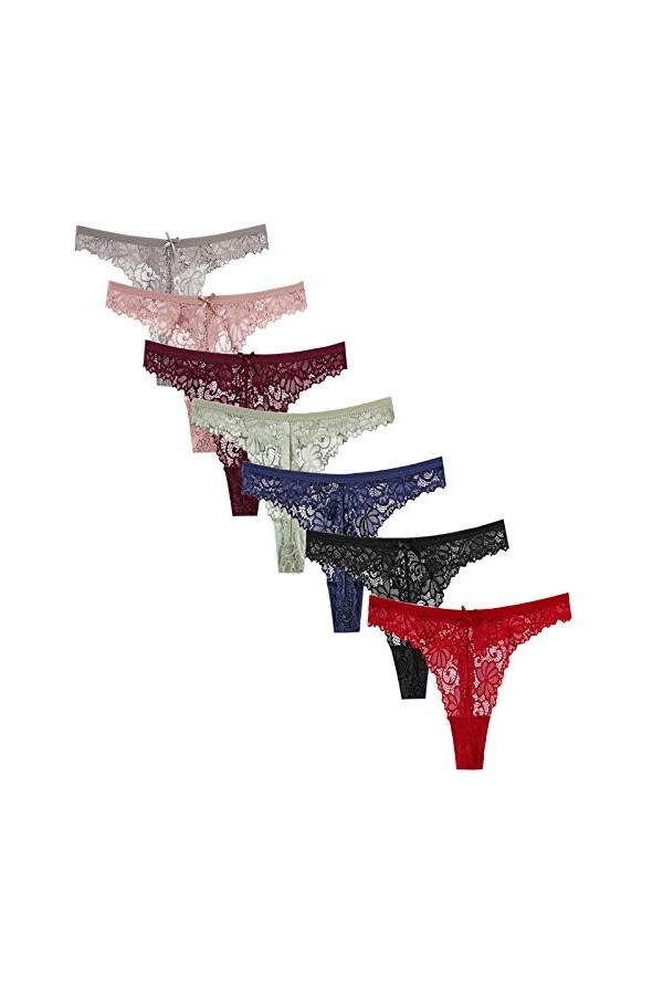 JackLoveBriefs 7 pièces, Culotte String en Dentelle Sexy pour Femme.