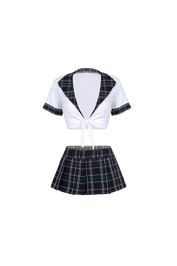SHANHE Écolière Sexy Cosplay Costumes De Jeu De Rôle Plaid Nuit Halloween Femmes Jeu De Rôle Sexe Uniforme Costume Érotique S