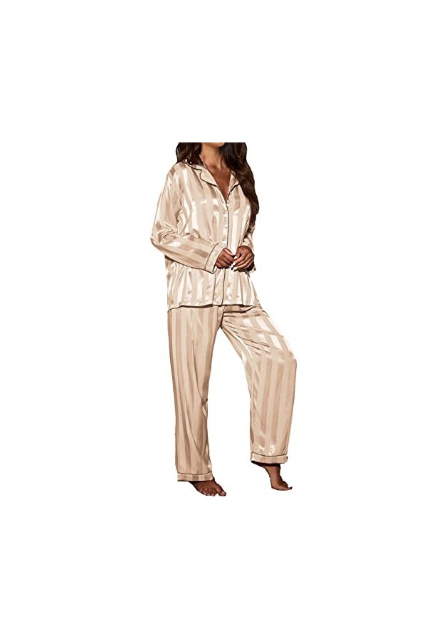 Lingerie Soutien-Gorge Et Culotte Ensemble Ensemble Homewear Femme Pyjama Cardigan Manches Longues Soutien-Gorge en Latex Rou