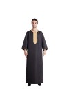 Mymyguoe Robe musulmane à manches longues pour homme - Style décontracté - Dubaï Arab - Couleur unie - Longueur totale - Arab