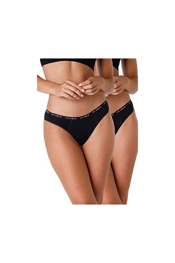 LOVABLE Period Panties sous-vtement, Noir, XL Lot de 2 Femme