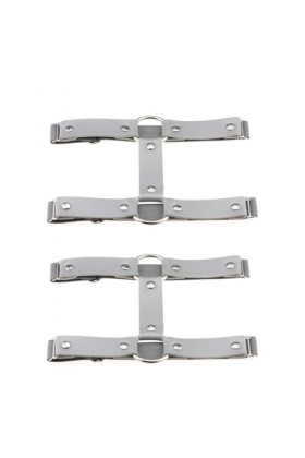 Lot de 2 porte-jarretelles réglables en cuir punk à double rangée pour femme