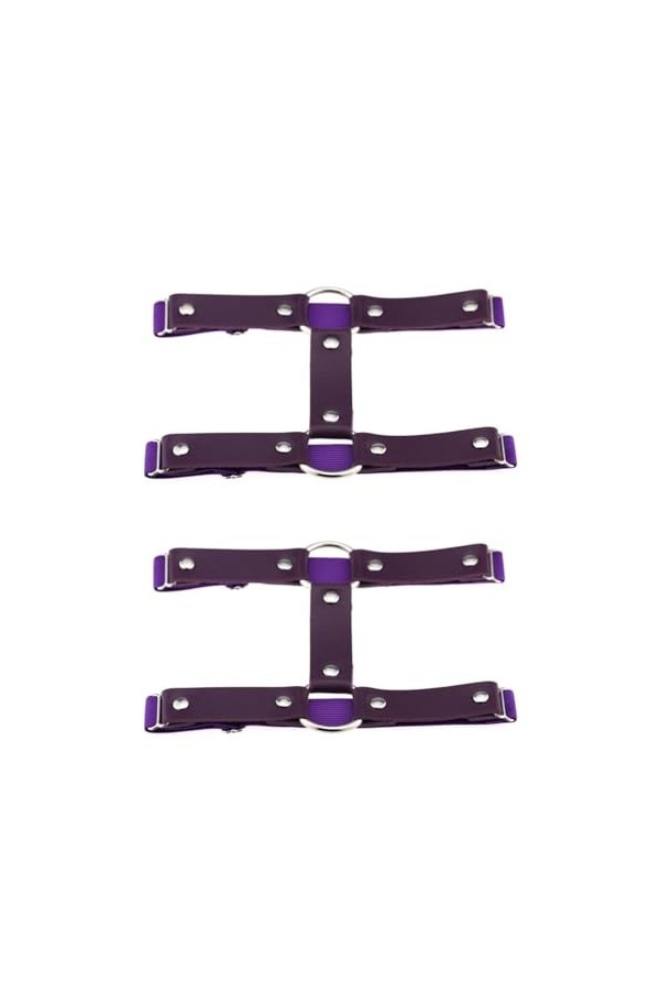 Lot de 2 porte-jarretelles réglables en cuir punk à double rangée pour femme