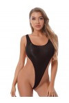 Lingerie Sexy Hot Chaude Body Érotique Coupe Haute Une Pièce pour Le Bain, Vêtements De Nuit sans Manches, Noir, Taille Uniqu