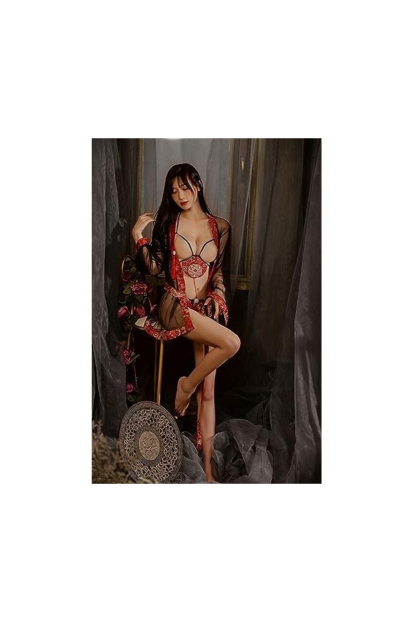 Costume Cosplay Sexy Femme, Ensemble Lingerie Jeu de Rôle, Body Babydoll sous-Vêtements Uniforme Hanfu 71 