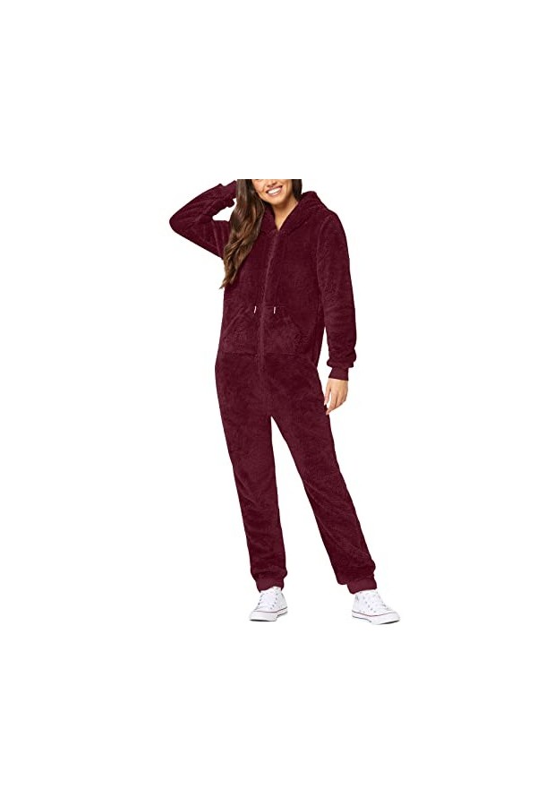 Combinaison dhiver douillette pour femme - Pyjama douillet - Combinaison dhiver chaude - Une pièce - Pyjama douillet - Coul