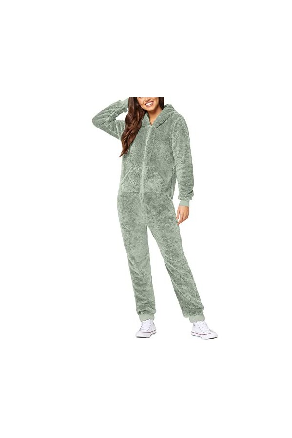 Combinaison dhiver douillette pour femme - Pyjama douillet - Combinaison dhiver chaude - Une pièce - Pyjama douillet - Coul