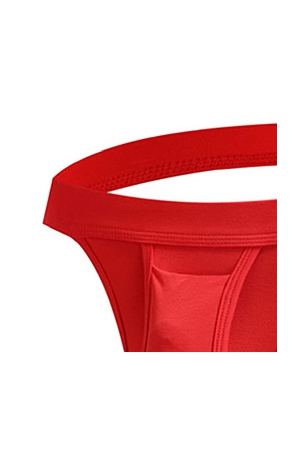 JEShifangjiusu sous-VêTements en Maille U Convex pour Hommes String Sexy en Modal Culotte Basse Respirante G String Rouge 5P