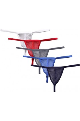 AIEOE Lot de 1/3/5/6 strings sexy transparents en maille et soie glacée, Blanc - 3 pièces, L