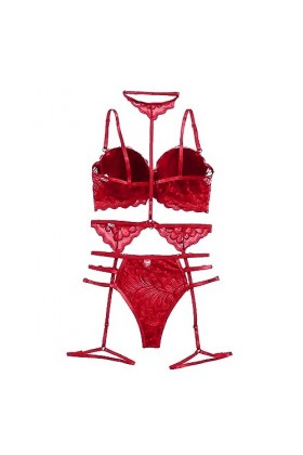 Ouvrir lentrejambeSexy jarretière Halterneck Ensemble de Lingerie érotique à Trois Points, 2, L