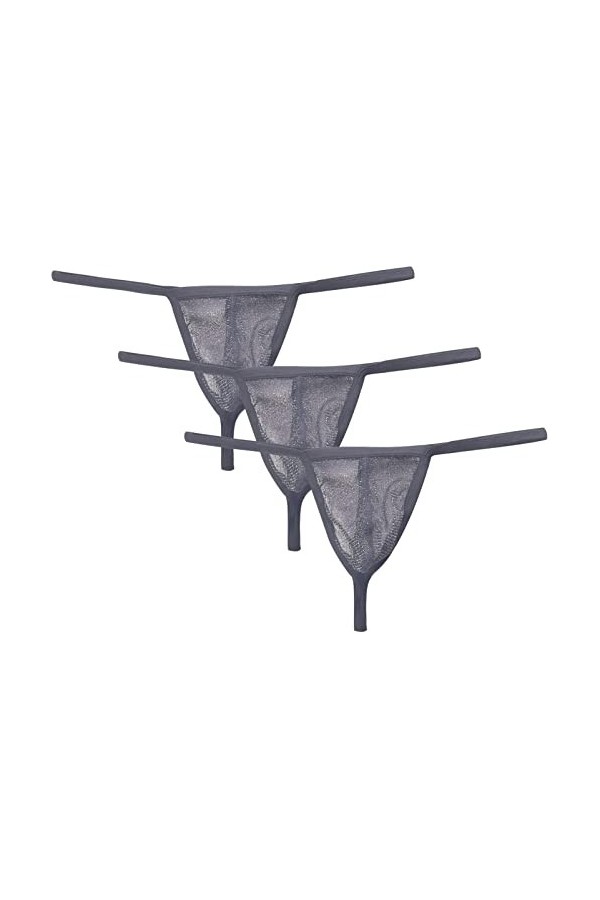 AIEOE Lot de 1/3/5/6 strings sexy transparents en maille et soie glacée, Blanc - 3 pièces, L