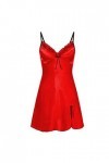 Women Sling Lace Sleepwear Female New Sexy V Neck Nightdress Ladies Sexy Nightdress Sleepwear-Red,S