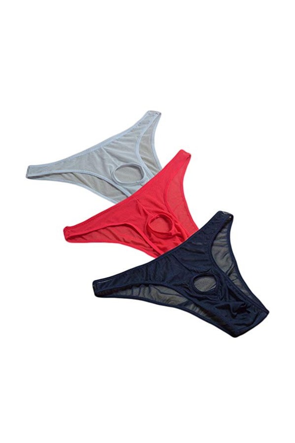 KHUFUZI Hommes 3 Couleurs Pack Ice Silky String Lingerie Respirant Sexy Briefs Mesh sous-Vêtements G-String Vêtements Robes D