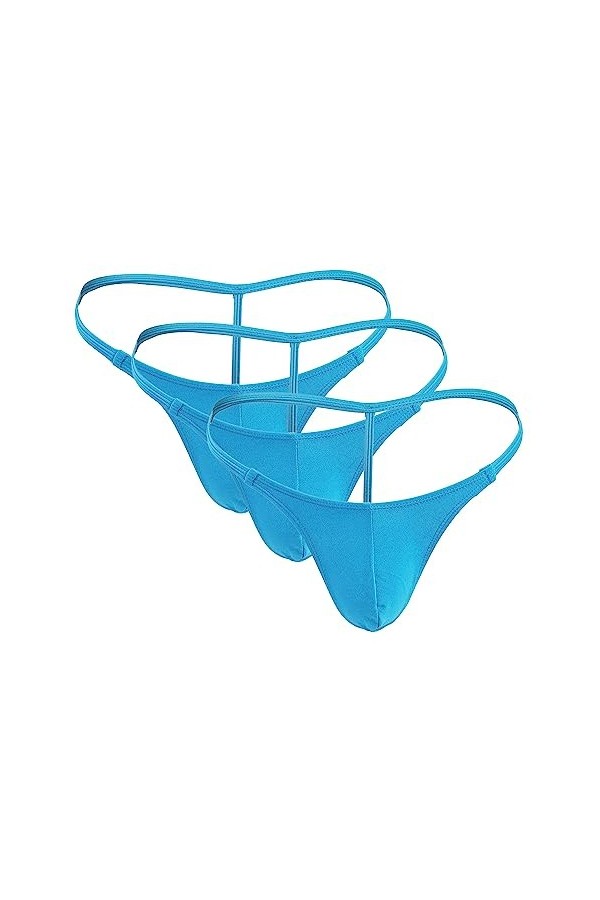 JEShifangjiusu String Hommes Ice Silk U Convex Pouch Thong Culotte De Bikini Respirante De Couleur Unie sous-VêTements Sexy à