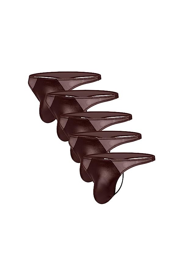 JEShifangjiusu String Sexy en Maille Transparente pour Hommes Slip Respirant De Performance sous-VêTements String en Cuir Ro