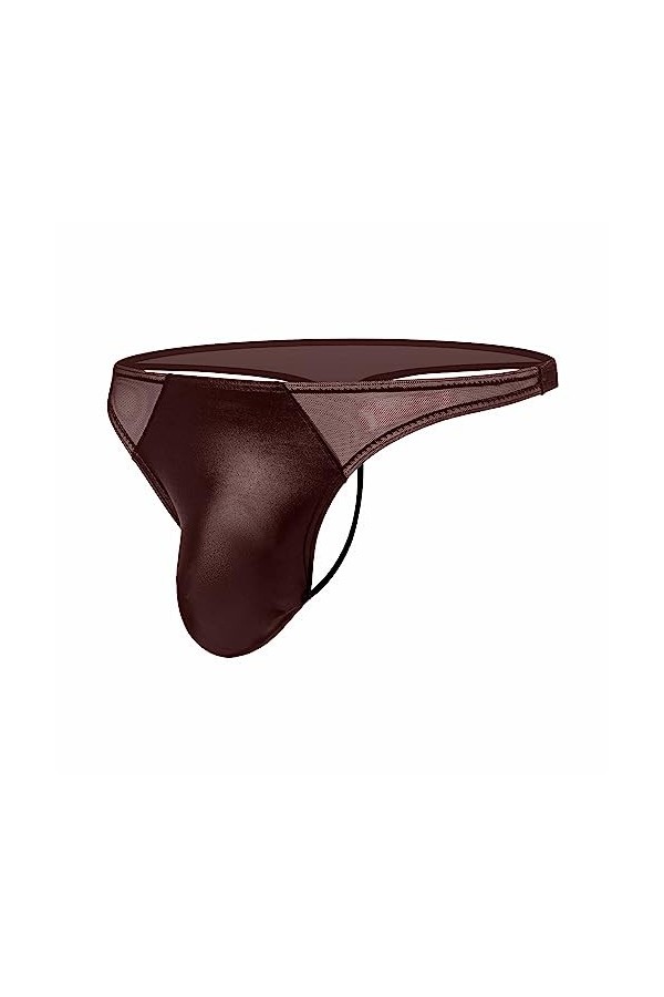 JEShifangjiusu String Sexy en Maille Transparente pour Hommes Slip Respirant De Performance sous-VêTements String en Cuir Ro