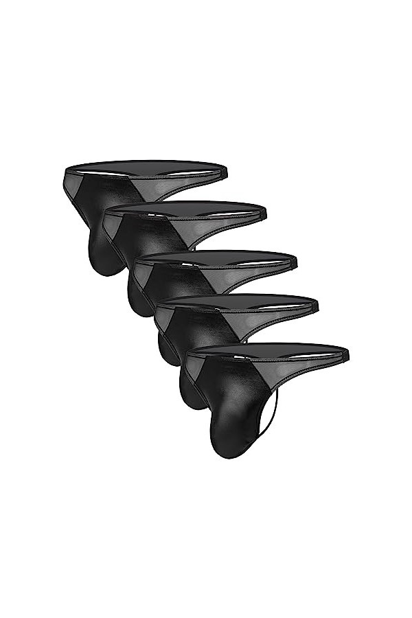 JEShifangjiusu String Sexy en Maille Transparente pour Hommes Slip Respirant De Performance sous-VêTements String en Cuir Ro