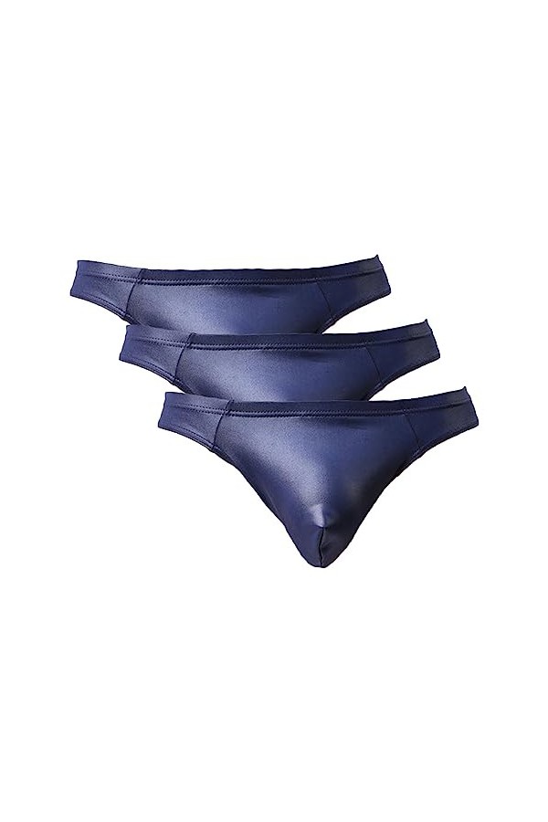 JEShifangjiusu sous-VêTements Sexy en Cuir pour Hommes Culotte De Bikini Butt Lift Bulge Pouch String Taille Basse Le Noir 5