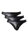 JEShifangjiusu sous-VêTements Sexy en Cuir pour Hommes Culotte De Bikini Butt Lift Bulge Pouch String Taille Basse Le Noir 5