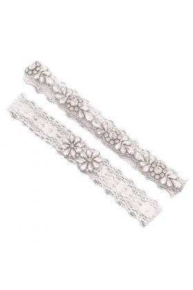 Abaodam 1 Paire Jarretière De Mariage Mariage Mariée Jarretière Jarretière De Mariage Ceinture Floral Jarretière Strass Jambe