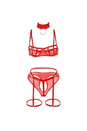 Ensemble de Quatre pièces Sexy pour Femmes avec Anneau de Poitrine sous-vêtements Sexy sous-vêtements Faits à la Main avec Co