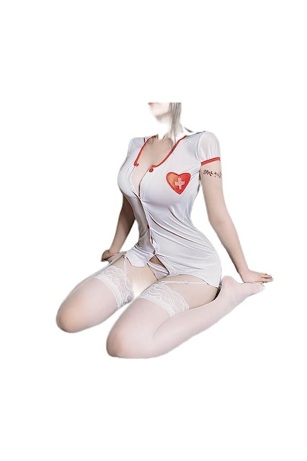 CABULE Mignon infirmière Soeur sous-vêtements infirmière Uniforme Dames sous-vêtements Chauds Robe Femelle-1, Taille Unique