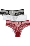 Levao String Femme Sexy Dentelle Lingerie,Lot de 5er Pack Culotte Taille Basse Lingerie Slips Comfortable sous-Vêtement
