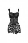 MENGQING Robe corset bustier en similicuir noir et rouge pour femme avec dentelle sur le devant et string noir, taille 6XL