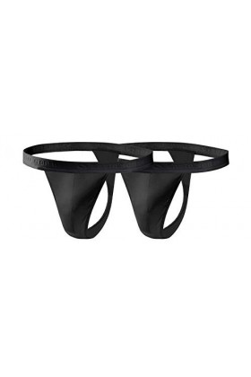 sesto senso Homme String Sexy Thong Coton Lot de 1-4 Pack Tanga Slips L 2 Pack - Noir