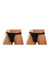sesto senso Homme String Sexy Thong Coton Lot de 1-4 Pack Tanga Slips L 2 Pack - Noir