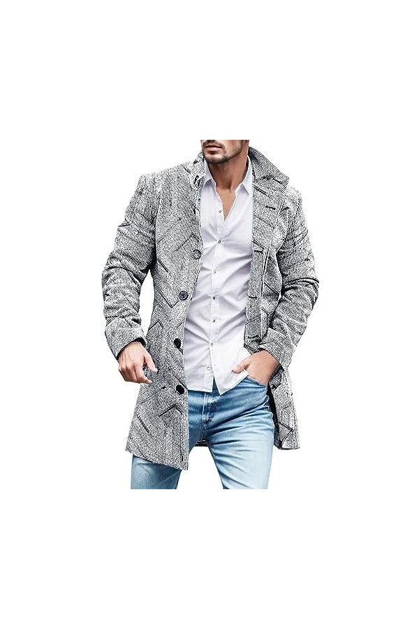 Mymyguoe Manteau Homme Business Manteau Laine Chaud Hiver Manteau Longues Vestes Coupe-Vent Manteau Décontracté Vêtements de