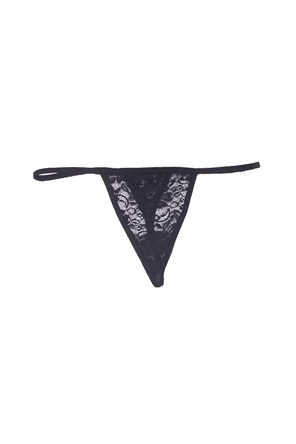 PIYAX Taille Basse Dentelle Creux String Hommes Sissy Gay Pure pénis Pochette G-String t-Back Slips sous-vêtements Sexy caleç