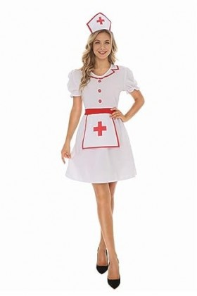 WEITING Femmes Sexy Infirmière Cosplay Uniformes Cosplay Costume Lingerie Halloween Mascarade Costumes-Blanc-XL