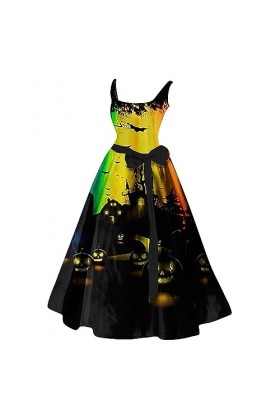 ZHIYU Robe sans Manches Sexy Rouge décontractée pour Femme avec col Rond Robe Sexy Ronde Yellow, XXL 