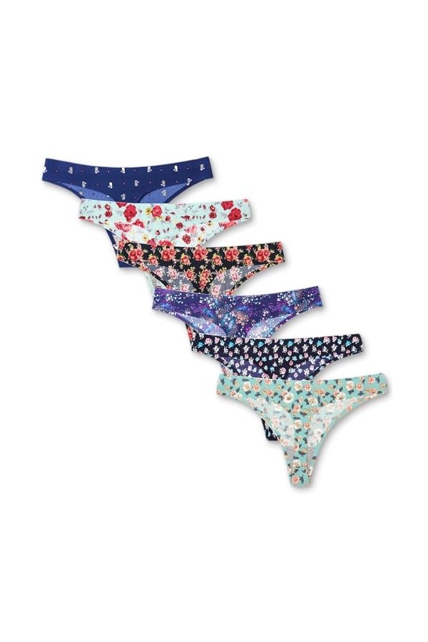 Kfnire String Femme Tangas Invisibilité sans Couture sous-Vêtement Strings et Tangas pour Femme, Lot de 6