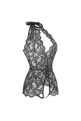 NoëlSexy ouvreur Pyjama de Lingerie érotique Une pièce, Noir, L