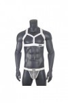 Ensemble de Bretelles pour Hommes Bretelles Élastiques String en Maille G String Bretelles Costume de Scène Sexy-Blanc,M 26-2