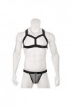Ensemble de Bretelles pour Hommes Bretelles Élastiques String en Maille G String Bretelles Costume de Scène Sexy-Noir,L 28-32