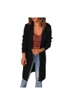 Gefomuofe Cardigan élégant à manches longues pour femme - Cardigan long - Loose - Moderne - Basique - Robe dhiver longue - V