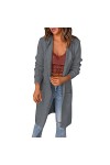 Gefomuofe Cardigan élégant à manches longues pour femme - Cardigan long - Loose - Moderne - Basique - Robe dhiver longue - V