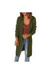 Gefomuofe Cardigan élégant à manches longues pour femme - Cardigan long - Loose - Moderne - Basique - Robe dhiver longue - V