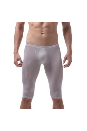 MACIUM Lingerie Sexy pour Hommes sous-vêtement en Soie De Glace pour Hommes Pantalon De Forme Ultra-Mince Demi-Pantalon,Rouge