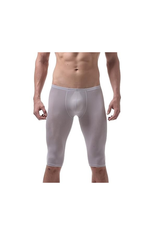 MACIUM Lingerie Sexy pour Hommes sous-vêtement en Soie De Glace pour Hommes Pantalon De Forme Ultra-Mince Demi-Pantalon,Rouge